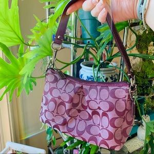 Coach Small Signature Cloth Handbag Purple